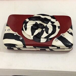 Bifold Red Wallet w/ Zebra Print, Snap Closure, Lots of Card Slots, Back Pocket.